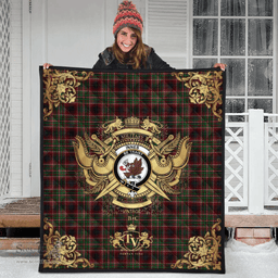 Scottish Innes of Cowie Clan Tartan Quilt - Military Logo Style Scottish Plaid Tartan Plaid