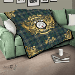 Scottish Kennedy Modern Clan Tartan Quilt - Military Logo Style Scottish Plaid Tartan Plaid