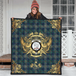 Scottish Kennedy Modern Clan Tartan Quilt - Military Logo Style Scottish Plaid Tartan Plaid
