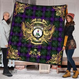 Scottish Ferguson Unidentified Clan Tartan Quilt - Military Logo Style Scottish Plaid Tartan Plaid