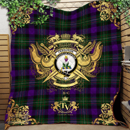 Scottish Ferguson Unidentified Clan Tartan Quilt - Military Logo Style Scottish Plaid Tartan Plaid