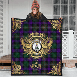 Scottish Ferguson Unidentified Clan Tartan Quilt - Military Logo Style Scottish Plaid Tartan Plaid