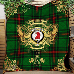 Scottish Halkerston Clan Tartan Quilt - Military Logo Style Scottish Plaid Tartan Plaid