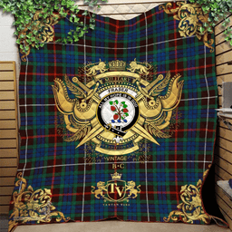 Scottish Fraser Hunting Ancient Clan Tartan Quilt - Military Logo Style Scottish Plaid Tartan Plaid