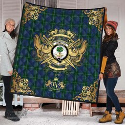 Scottish Hamilton Hunting Clan Tartan Quilt - Military Logo Style Scottish Plaid Tartan Plaid