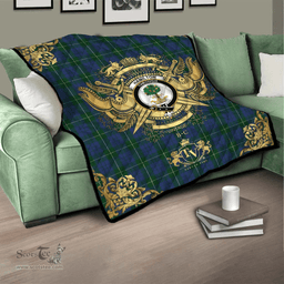Scottish Hamilton Hunting Clan Tartan Quilt - Military Logo Style Scottish Plaid Tartan Plaid