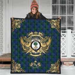Scottish Hamilton Hunting Clan Tartan Quilt - Military Logo Style Scottish Plaid Tartan Plaid