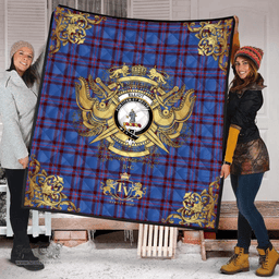Scottish Elliot Modern Clan Tartan Quilt - Military Logo Style Scottish Plaid Tartan Plaid