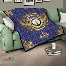 Scottish Elliot Modern Clan Tartan Quilt - Military Logo Style Scottish Plaid Tartan Plaid