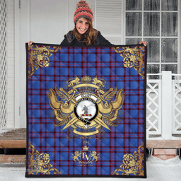 Scottish Elliot Modern Clan Tartan Quilt - Military Logo Style Scottish Plaid Tartan Plaid
