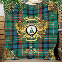 Scottish Ferguson Ancient Clan Tartan Quilt - Military Logo Style Scottish Plaid Tartan Plaid
