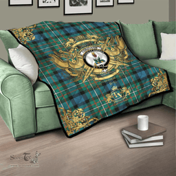 Scottish Ferguson Ancient Clan Tartan Quilt - Military Logo Style Scottish Plaid Tartan Plaid
