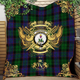 Scottish Ferguson of Balquhidder 02 Clan Tartan Quilt - Military Logo Style Scottish Plaid Tartan Plaid