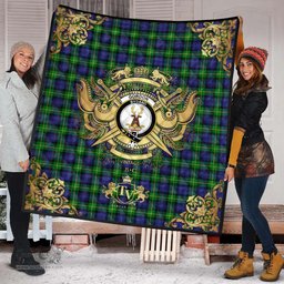 Scottish Gordon Modern Clan Tartan Quilt - Military Logo Style Scottish Plaid Tartan Plaid