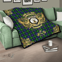 Scottish Gordon Modern Clan Tartan Quilt - Military Logo Style Scottish Plaid Tartan Plaid