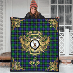 Scottish Gordon Modern Clan Tartan Quilt - Military Logo Style Scottish Plaid Tartan Plaid