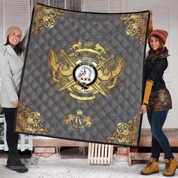 Scottish Dunbar of Pitgaveny Clan Tartan Quilt - Military Logo Style Scottish Plaid Tartan Plaid