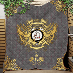 Scottish Dunbar of Pitgaveny Clan Tartan Quilt - Military Logo Style Scottish Plaid Tartan Plaid