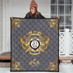Scottish Dunbar of Pitgaveny Clan Tartan Quilt - Military Logo Style Scottish Plaid Tartan Plaid