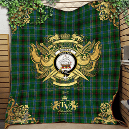 Scottish Duncan of Sketraw Clan Tartan Quilt - Military Logo Style Scottish Plaid Tartan Plaid