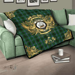 Scottish Duncan of Sketraw Clan Tartan Quilt - Military Logo Style Scottish Plaid Tartan Plaid