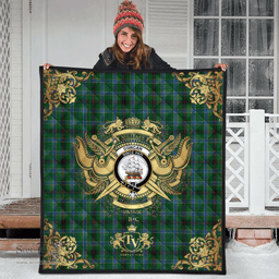 Scottish Duncan of Sketraw Clan Tartan Quilt - Military Logo Style Scottish Plaid Tartan Plaid