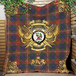 Scottish Fraser Hunting Modern Clan Tartan Quilt - Military Logo Style Scottish Plaid Tartan Plaid