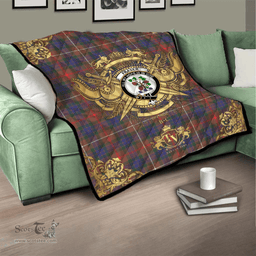 Scottish Fraser Hunting Modern Clan Tartan Quilt - Military Logo Style Scottish Plaid Tartan Plaid