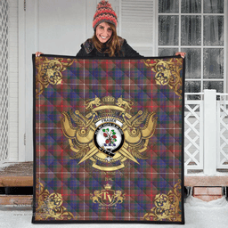 Scottish Fraser Hunting Modern Clan Tartan Quilt - Military Logo Style Scottish Plaid Tartan Plaid