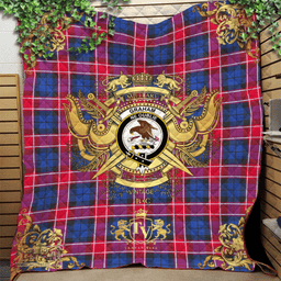 Scottish Graham of Menteith Red 02 Clan Tartan Quilt - Military Logo Style Scottish Plaid Tartan Plaid