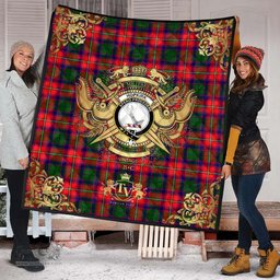 Scottish Hopkirk Clan Tartan Quilt - Military Logo Style Scottish Plaid Tartan Plaid