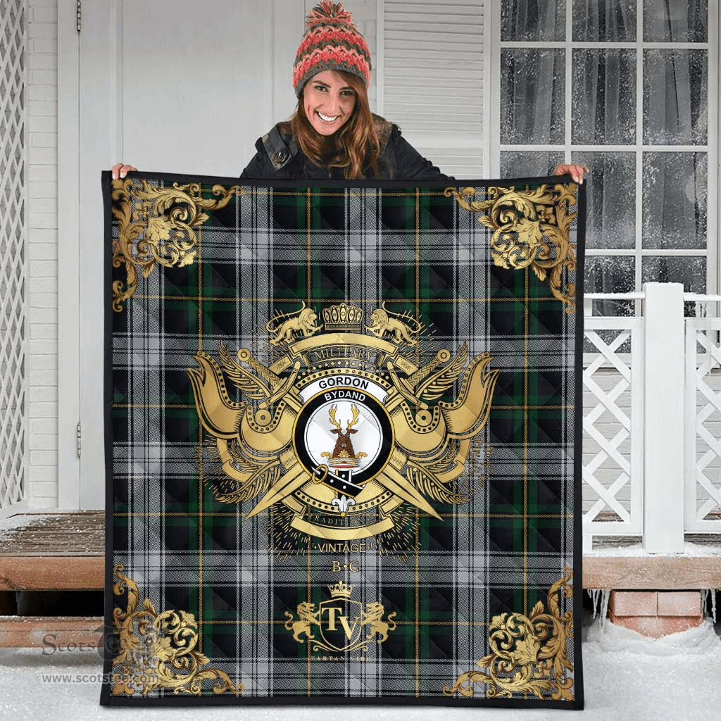 Scottish Gordon Dress 07 Clan Tartan Quilt - Military Logo Style Scottish Plaid Tartan Plaid