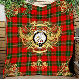 Scottish Lennox Modern Clan Tartan Quilt - Military Logo Style Scottish Plaid Tartan Plaid