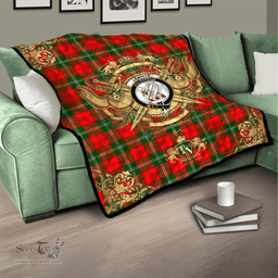 Scottish Lennox Modern Clan Tartan Quilt - Military Logo Style Scottish Plaid Tartan Plaid