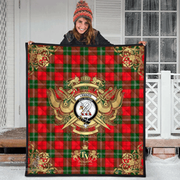 Scottish Lennox Modern Clan Tartan Quilt - Military Logo Style Scottish Plaid Tartan Plaid