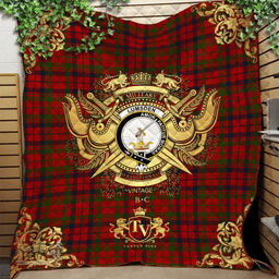 Scottish Lumsden Boghead Clan Tartan Quilt - Military Logo Style Scottish Plaid Tartan Plaid
