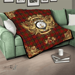 Scottish Lumsden Boghead Clan Tartan Quilt - Military Logo Style Scottish Plaid Tartan Plaid