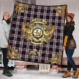 Scottish MacPherson of Pitmain Clan Tartan Quilt - Military Logo Style Scottish Plaid Tartan Plaid
