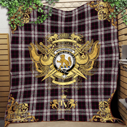 Scottish MacPherson of Pitmain Clan Tartan Quilt - Military Logo Style Scottish Plaid Tartan Plaid