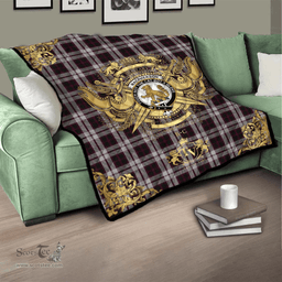 Scottish MacPherson of Pitmain Clan Tartan Quilt - Military Logo Style Scottish Plaid Tartan Plaid