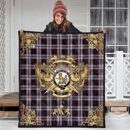 Scottish MacPherson of Pitmain Clan Tartan Quilt - Military Logo Style Scottish Plaid Tartan Plaid