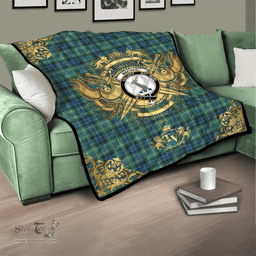Scottish MacNeil of Colonsay Ancient Clan Tartan Quilt - Military Logo Style Scottish Plaid Tartan Plaid