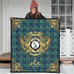 Scottish MacNeil of Colonsay Ancient Clan Tartan Quilt - Military Logo Style Scottish Plaid Tartan Plaid