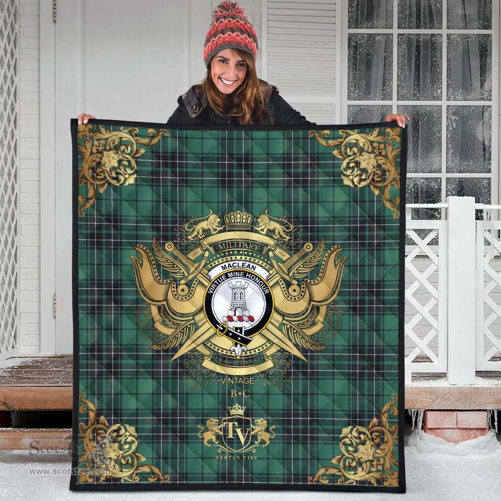Scottish MacLean Hunting Ancient Clan Tartan Quilt - Military Logo Style Scottish Plaid Tartan Plaid