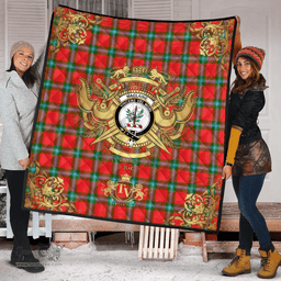 Scottish MacLaine of Loch Buie Clan Tartan Quilt - Military Logo Style Scottish Plaid Tartan Plaid