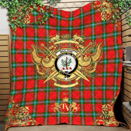 Scottish MacLaine of Loch Buie Clan Tartan Quilt - Military Logo Style Scottish Plaid Tartan Plaid