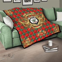 Scottish MacLaine of Loch Buie Clan Tartan Quilt - Military Logo Style Scottish Plaid Tartan Plaid