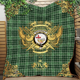 Scottish MacDonald Lord of the Isles Hunting 01 Clan Tartan Quilt - Military Logo Style Scottish Plaid Tartan Plaid