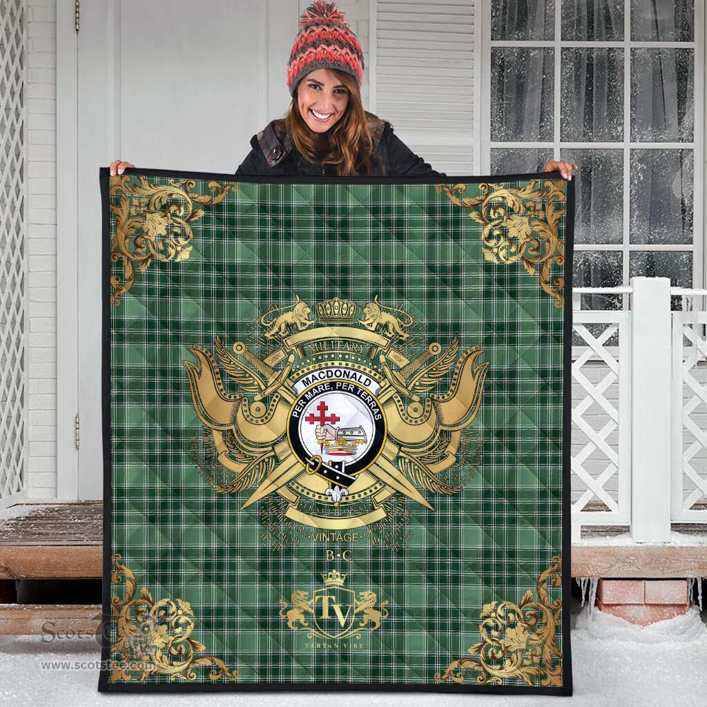 Scottish MacDonald Lord of the Isles Hunting 01 Clan Tartan Quilt - Military Logo Style Scottish Plaid Tartan Plaid