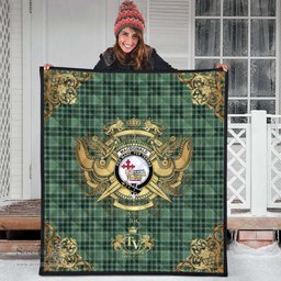 Scottish MacDonald Lord of the Isles Hunting 01 Clan Tartan Quilt - Military Logo Style Scottish Plaid Tartan Plaid